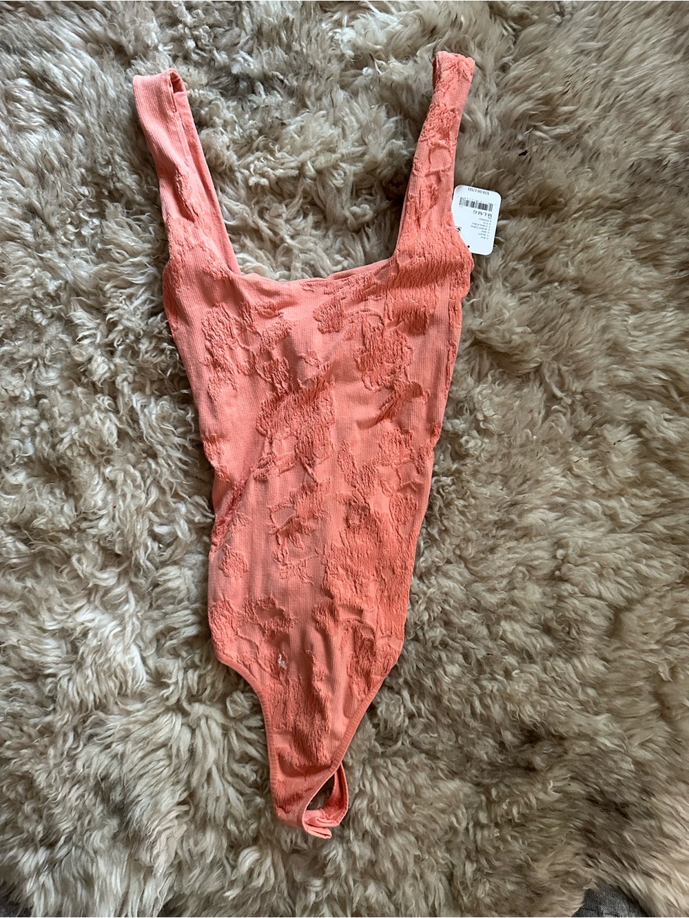NWT, Free People Coral Textured Bodysuit